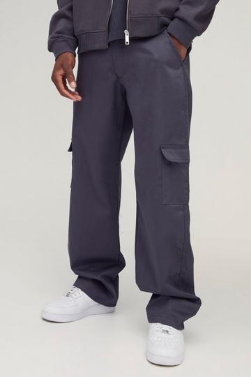 Grey Relaxed Fit Fixed Waist Cargo Trousers