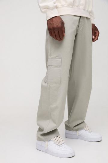 Stone Beige Relaxed Fit Fixed Waist Cargo Trousers