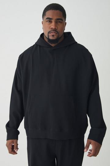 Plus Pleated Oversized Boxy Hoodie black