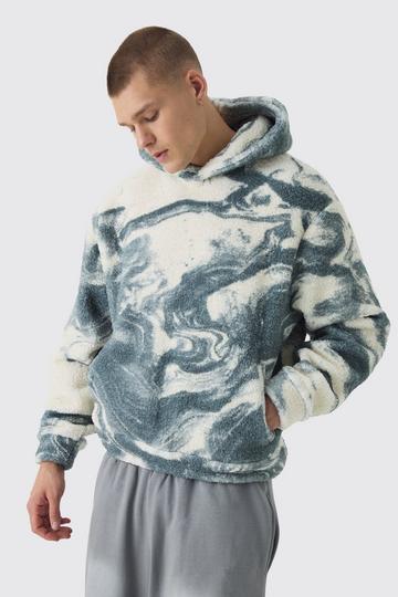 Oversized Boxy Printed Borg Expedition Hoodie grey