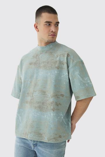 Tall Acid Wash Compact Rib Boxy Oversized T-Shirt charcoal