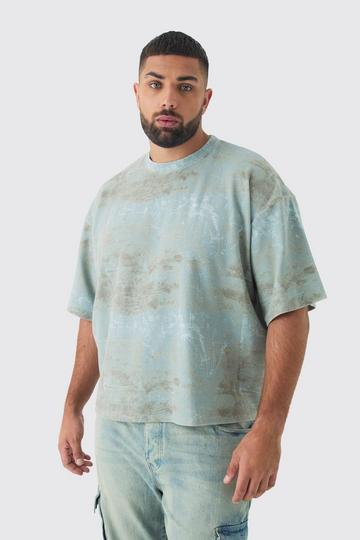 Plus Acid Wash Compact Rib Boxy Oversized T-Shirt charcoal