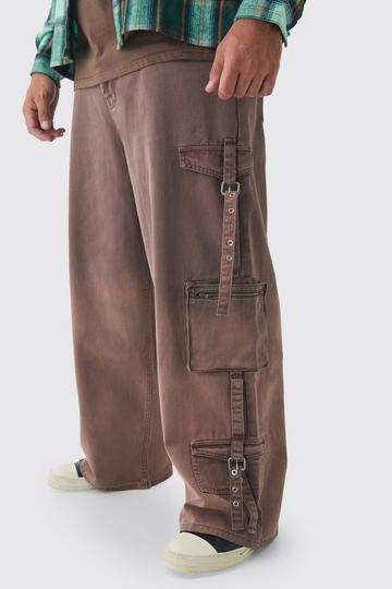 Plus Ombre Effect Relaxed Fit Cargo Trousers chocolate