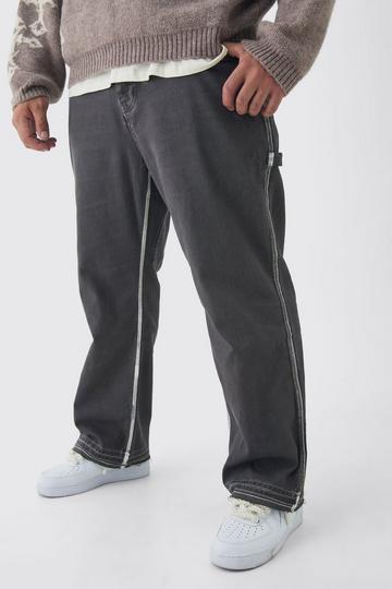 Plus Straight Fit Highlight Effect Gusset Carpenter Trouser charcoal