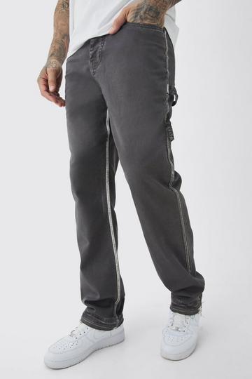 Tall Straight Fit Highlight Effect Gusset Carpenter Trouser charcoal