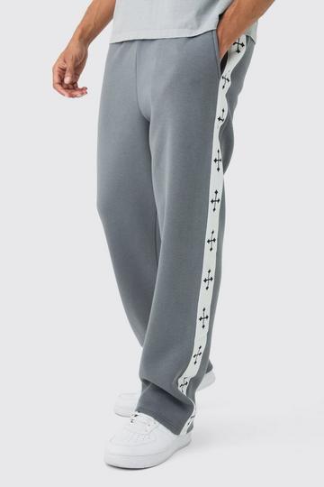 Straight Leg Cross Side Tape Jogger charcoal