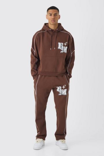 Oversized Boxy Print Tracksuit chocolate