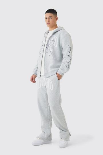 Oversized Limited Graphic Zip Through Hooded Tracksuit grey