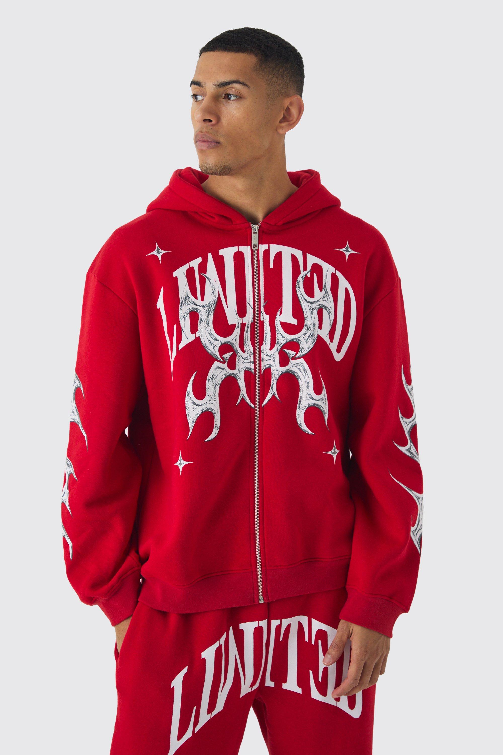 Red boohoo tracksuit online