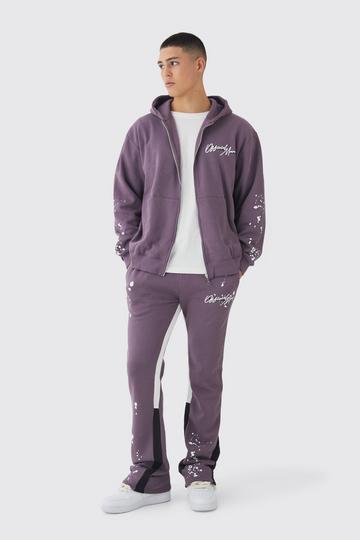 Oversized Graffiti Paint Splatter Gusset Tracksuit purple