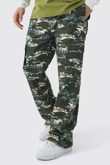 Elasticated Waist Relaxed Twill Printed Cargo Trousers khaki