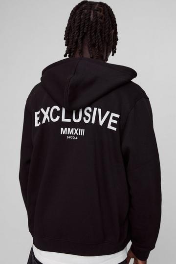 Exclusive Highbuild Print Zip Through Hoodie black