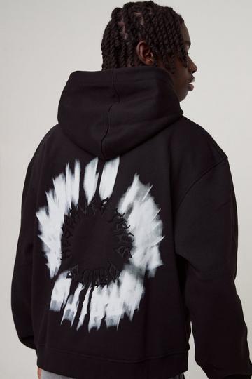 Oversized Boxy Gothic Embroidered Hoodie black