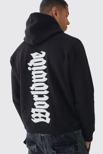 Oversized Worldwide Applique Hoodie black