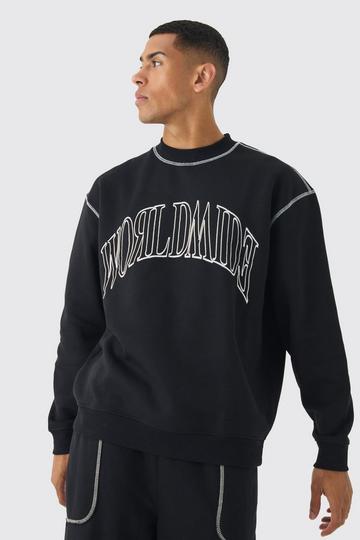 Oversized Worldwide Trui Met Contrasterende Stiksels black