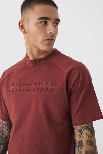 Regular Fit Raglan T-Shirt Met Reliëf brown