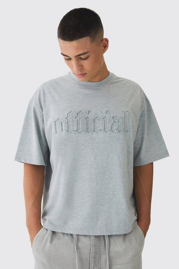 Oversized Boxy Gothic Official Embossed T-Shirt grey marl