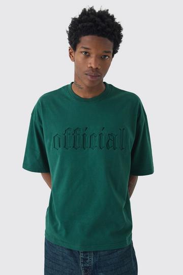 Oversized Boxy Gothic Official Embossed T-Shirt forest