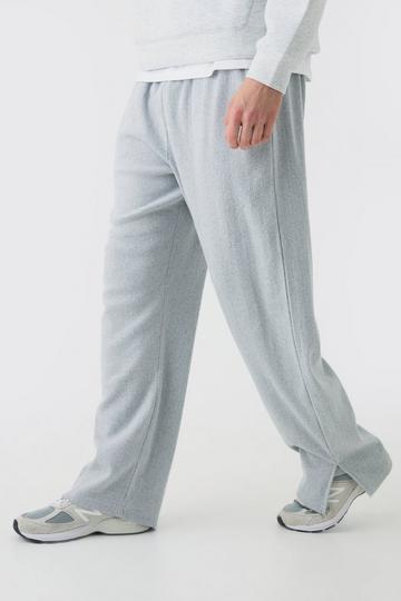 Relaxed Brushed Ottoman Rib Split Hem Jogger grey