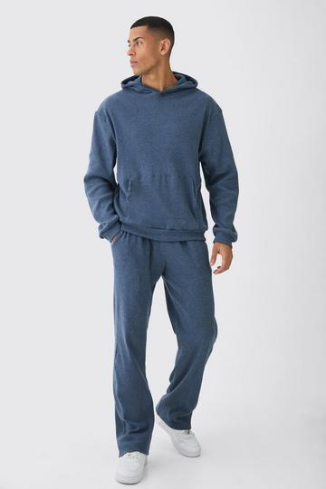 Denim Blue Brushed Ottoman Hoodie Tracksuit