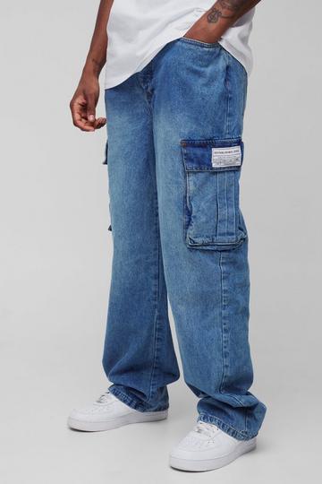 Tall Relaxed Fit Woven Tab Cargo Jeans stonewash