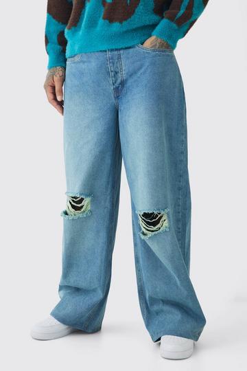 Tall Baggy Fit Distressed Jeans stonewash