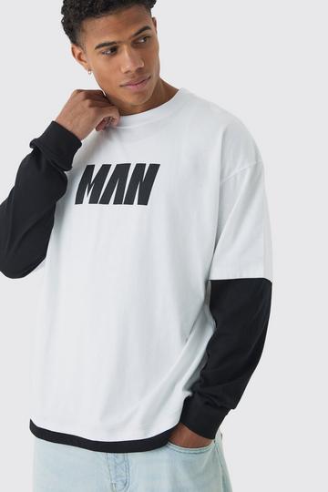 MAN Oversized Faux Layer T-Shirt white