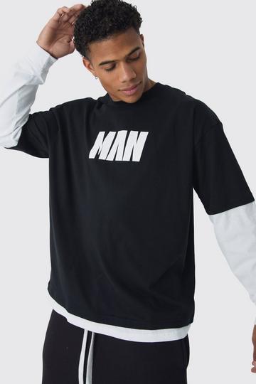 MAN Oversized Faux Layer T-Shirt black