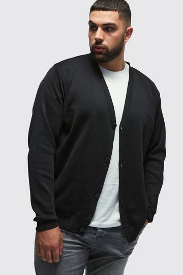 Plus Basic Regular Fit Cardigan in Black black