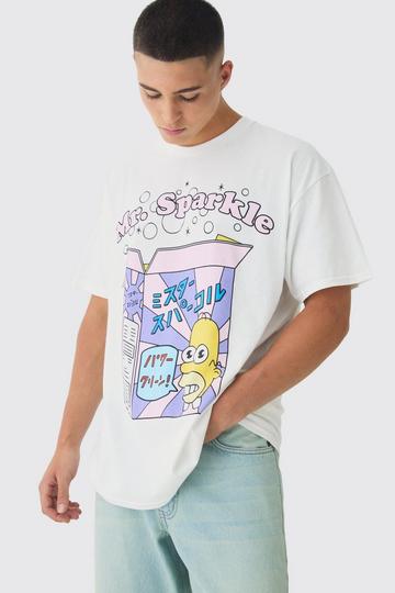 Oversized The Simpsons Anime License Print T-Shirt white