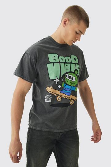 Disney Toy Story Alien Wash License Print T-Shirt charcoal