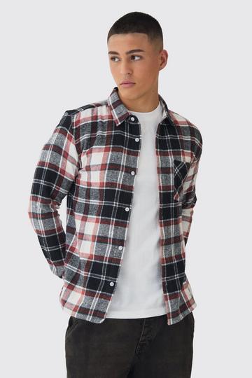 Regular Fit Long Sleeve Check Shirt burnt orange