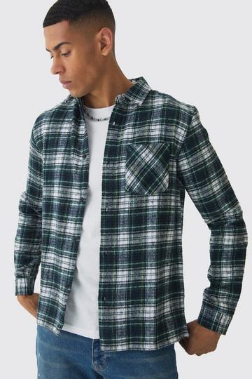 Black Regular Fit Long Sleeve Check Shirt