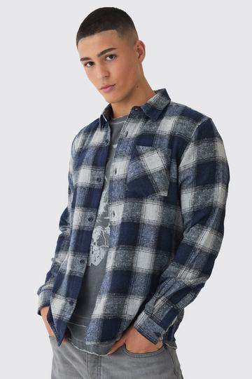 Regular Fit Long Sleeve Check Shirt grey