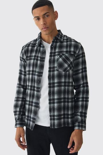 Regular Fit Long Sleeve Check Shirt black