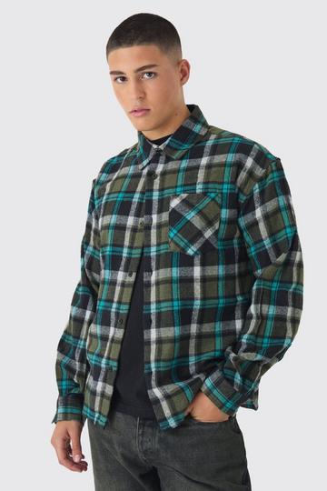 Oversized Long Sleeve Check Shirt green