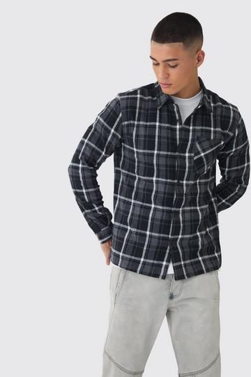 Regular Fit Long Sleeve Check Shirt grey