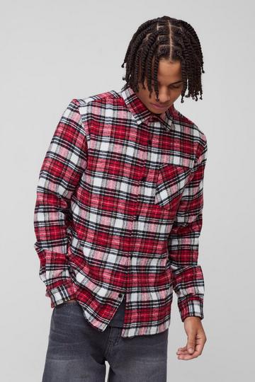 Regular Fit Long Sleeve Check Shirt red