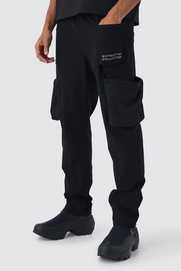 Elasticated Waist Tapered Cargo Jogger black