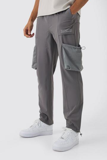 Grey Elasticated Waist Tapered Cargo Jogger