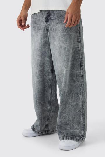 Extreme Baggy Rigid Washed Denim Jeans mid grey