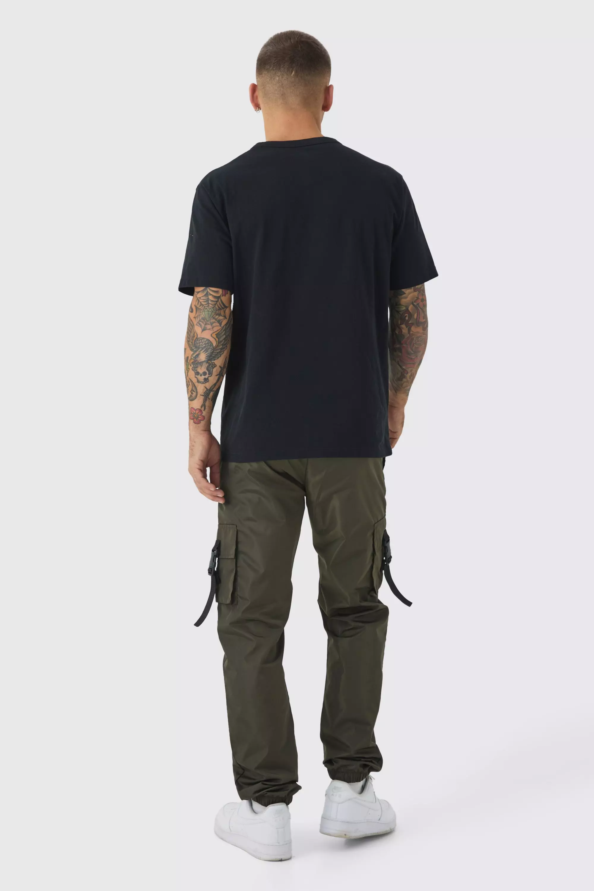 Khaki Elasticated Waist Slim Fit Man Shell Cargo Jogger alternative image
