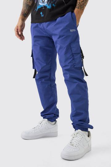 Blue Elasticated Waist Slim Fit Man Shell Cargo Jogger