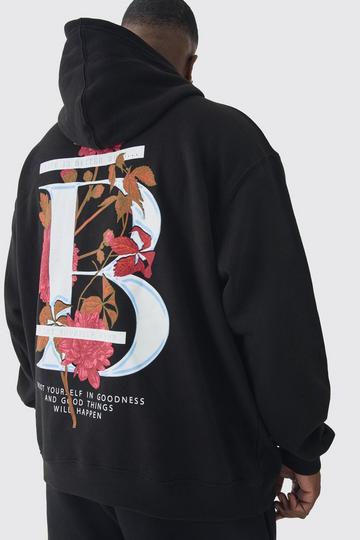 Plus B Floral Graphic Oversized Hoodie black