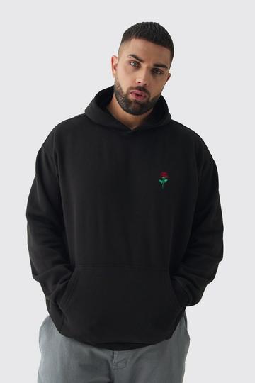 Plus Rose Embroidered Hoodie black