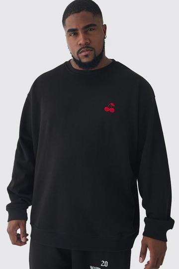 Plus Cherry Embroidered Sweat black