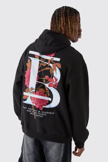 Tall B Floral Graphic Oversized Hoodie black