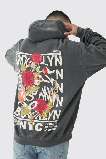 Tall Brooklyn Oversized Graphic Hoodie charcoal