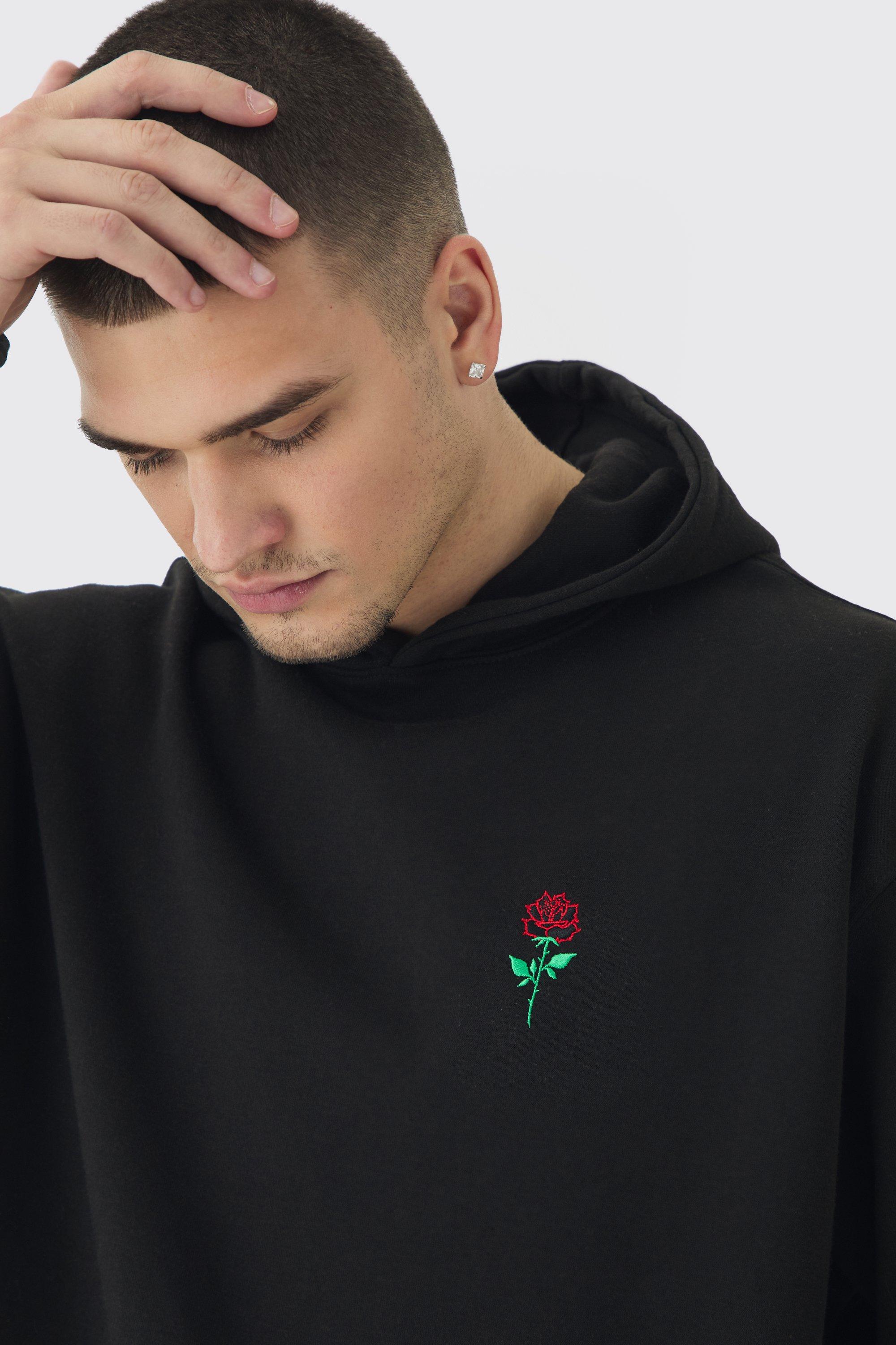 Tall Rose Embroidered Hoodie