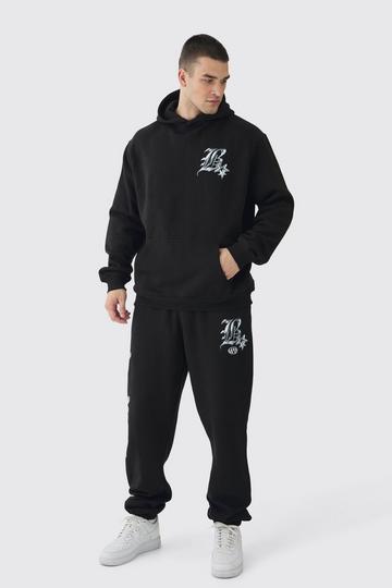 Tall Metallic Y2K Graphic Tracksuit black